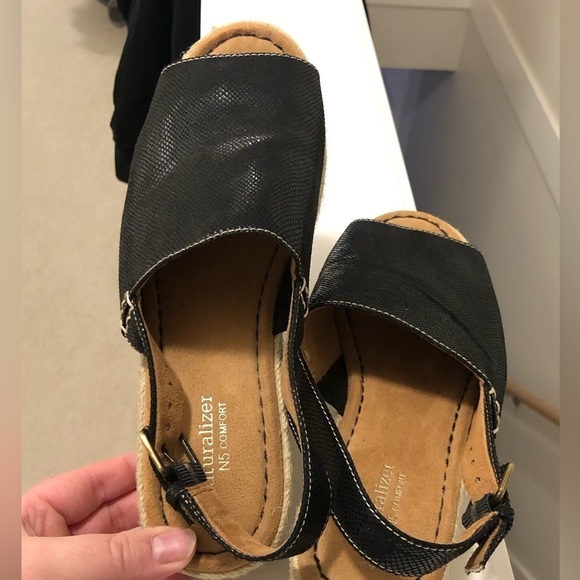 Womens NATURALIZER N5 COMFORT BLACK PEEP TOE ESPADRILLES SIZE 8 NEW NO BOX - Picture 6 of 9